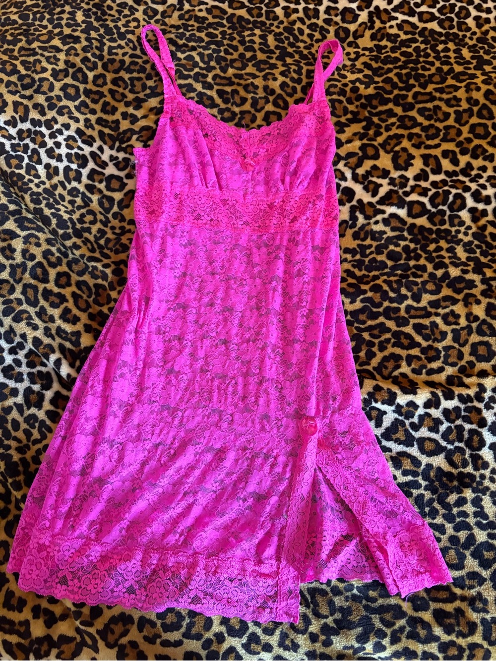 Rampage Hot Pink Lace Slip Dress - Women's Intimates